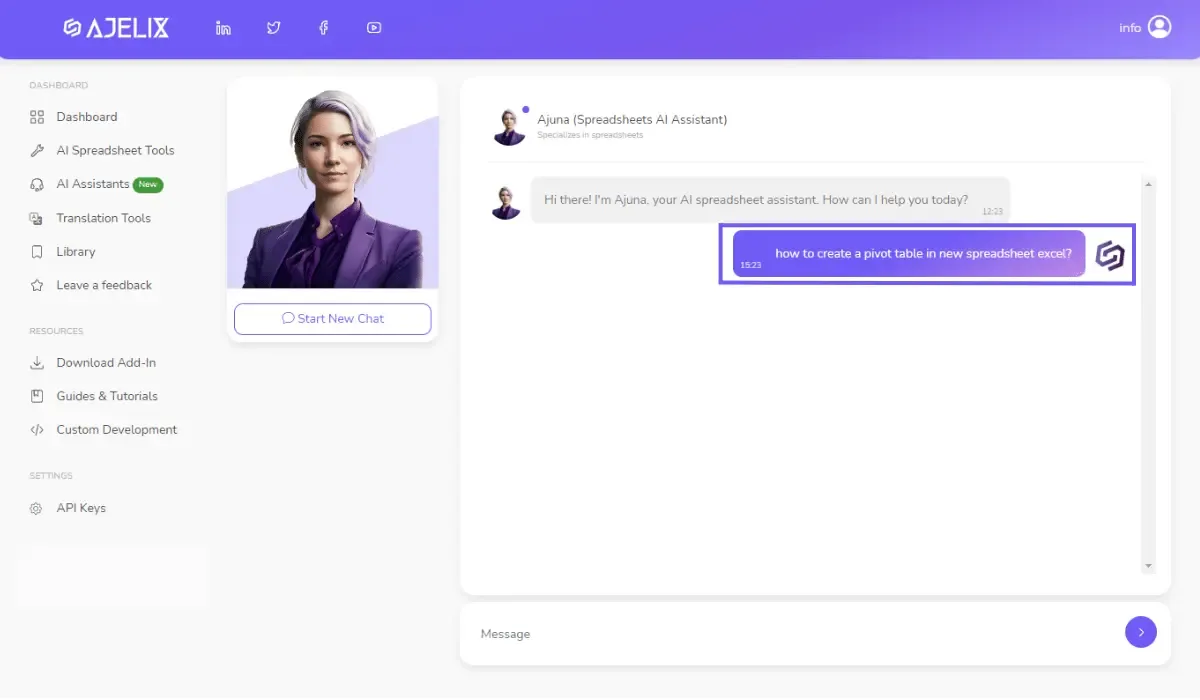 Ajuna ai assistant - insert text